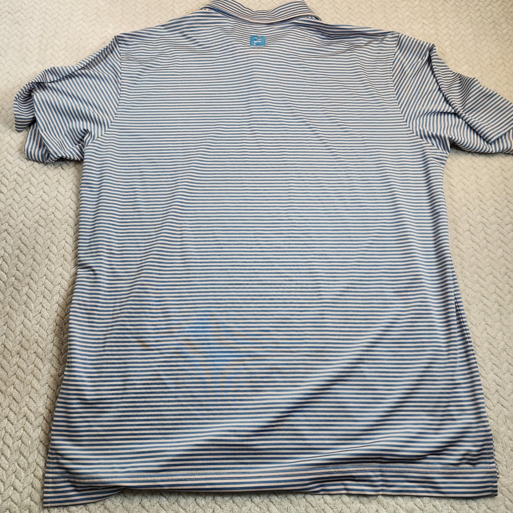 FootJoy FJ Striped Golf Polo Shirt Mens XL‎ Blue White Short Sleeve Performance - Picture 7 of 9